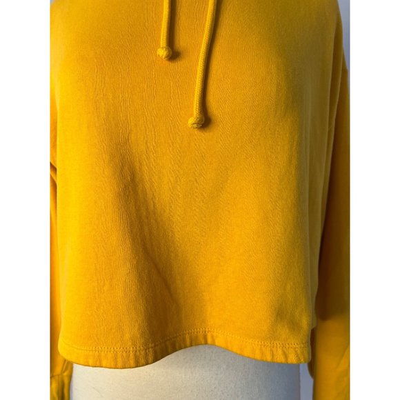 Divided H & M Hoodie Women's M Yellow Cropped Long Sleeve Stretch Solid flaw - Picture 8 of 13